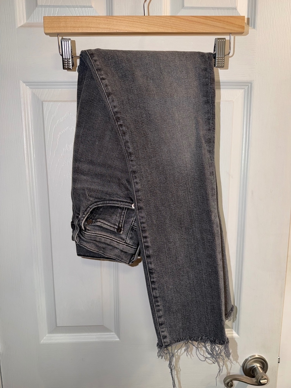 AGOLDE High Rise Gray Wash Raw Hem 26 Jeans